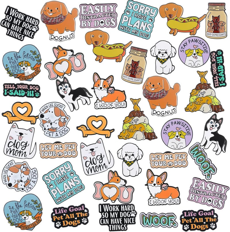 CraftyDream 40 Pcs Dog Enamel Pins for Backpacks Funny Pet Dog Lapel Pins Lovely Cute Brooch for Women Men Lovers Clothes Bags Accessories Gifts - Image 1